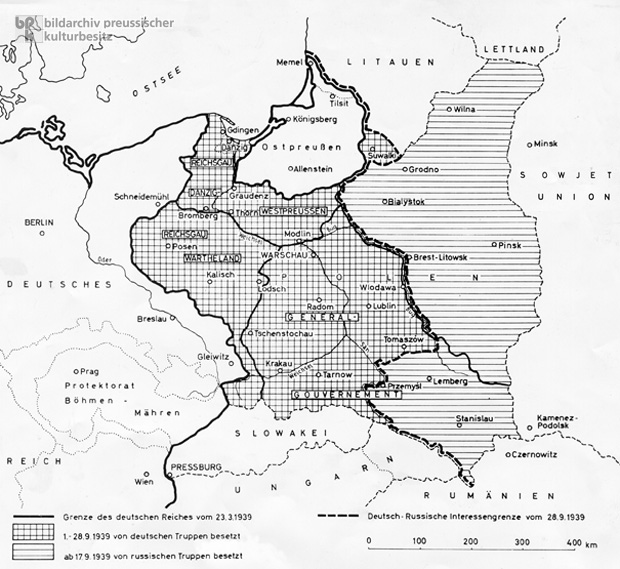 Deutsch-Sowjetischer Freundschafts- und Grenzvertrag – die neue Grenzziehung durch die Aufteilung Polens (28. September 1939)